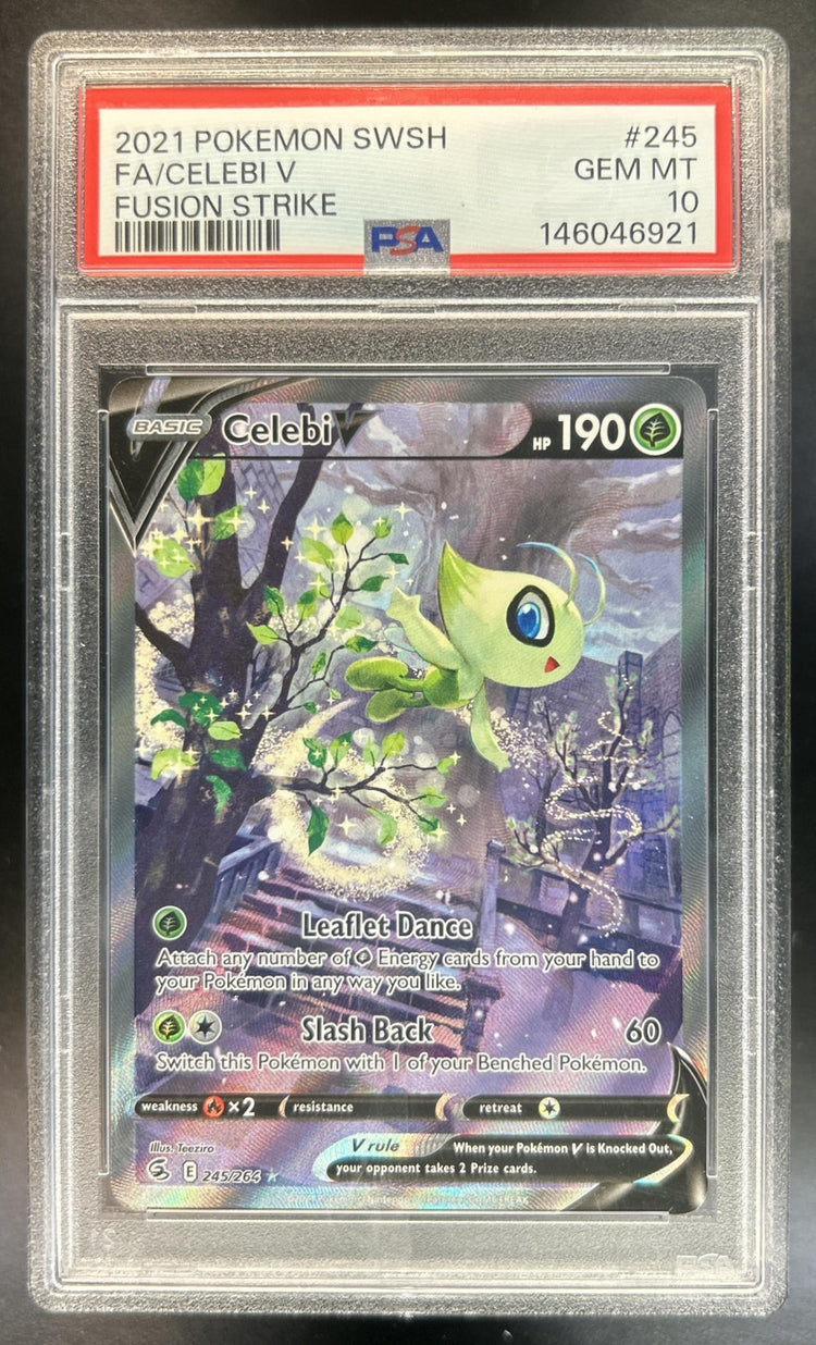Celebi V Sword & Shield Fusion Strike #245/264 Full Art PSA 10