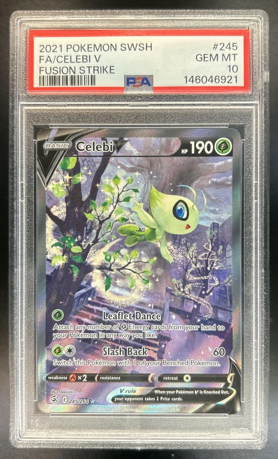 Celebi V Sword & Shield Fusion Strike #245/264 Full Art PSA 10