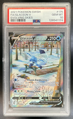 Glaceon V Sword & Shield Evolving Skies #175/203 Full Art Ultra Rare PSA 10