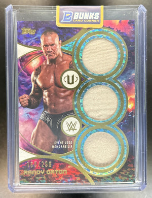 Randy Orton Universe WWE #STR-RO Superstar Triple Relics Aqua Speckle 185/299 MEM
