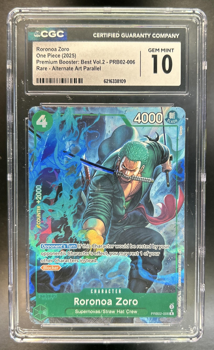 Roronoa Zoro The Best Vol. 2 #PRB02-006 Rare CGC 10