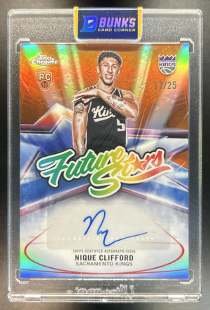 Nique Clifford 2025-26 Topps Chrome #FS-NC Future Stars Auto Orange Refractor 17/25 RC Kings