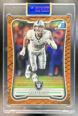 Maxx Crosby 2026 Bowman #BCV-58 Chrome NFL Orange Reptilian Refractor 25/25 Raiders