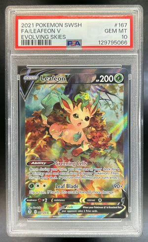 Leafeon V Sword & Shield Evolving Skies #167/203 Full Art Ultra Rare PSA 10