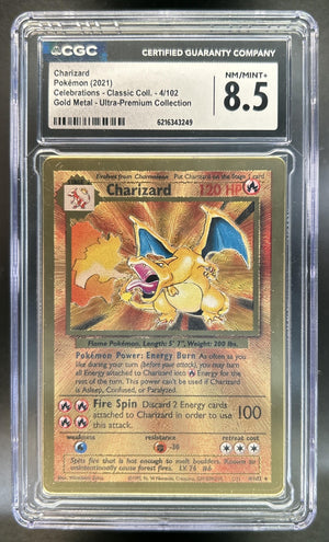 Charizard Sword & Shield Celebrations #4/102 Gold Metal Ultra Premium Collection CGC 8.5