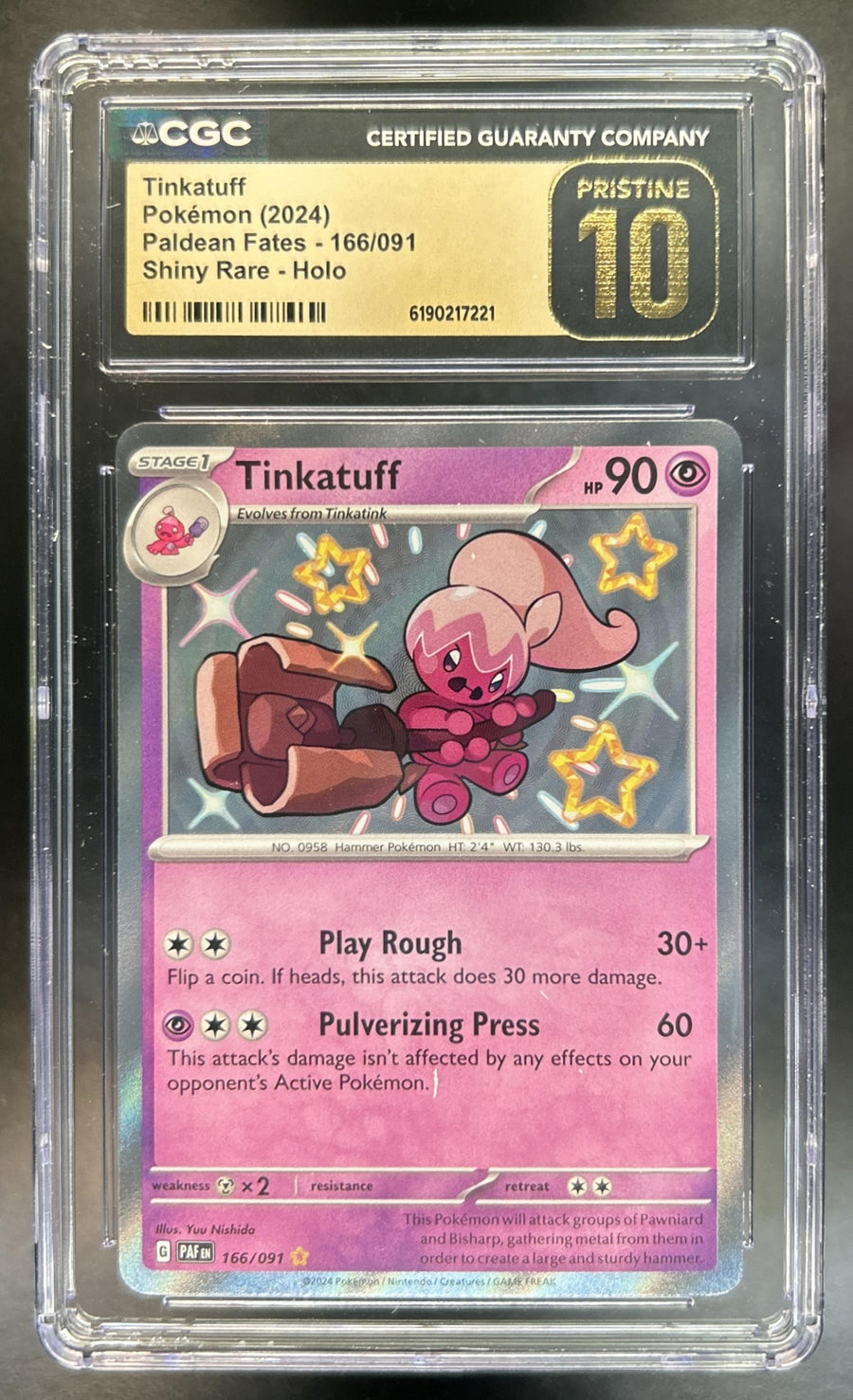 Tinkatuff Paldean Fates #166/091 CGC Pristine 10