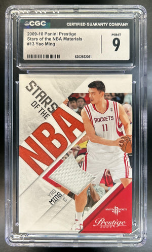 Yao Ming 2009-10 Panini Prestige #13 Stars of the NBA Materials 204/250 Rockets CGC 9