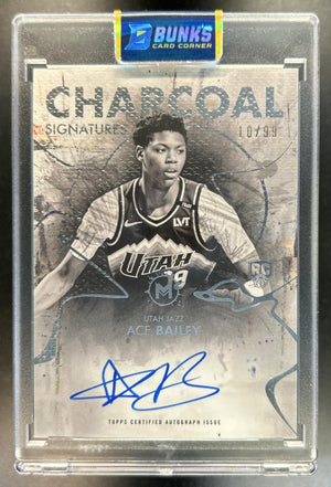 Ace Bailey 2025-26 Topps Motif #CS-AB Charcoal Signatures 10/99 RC Auto Jazz
