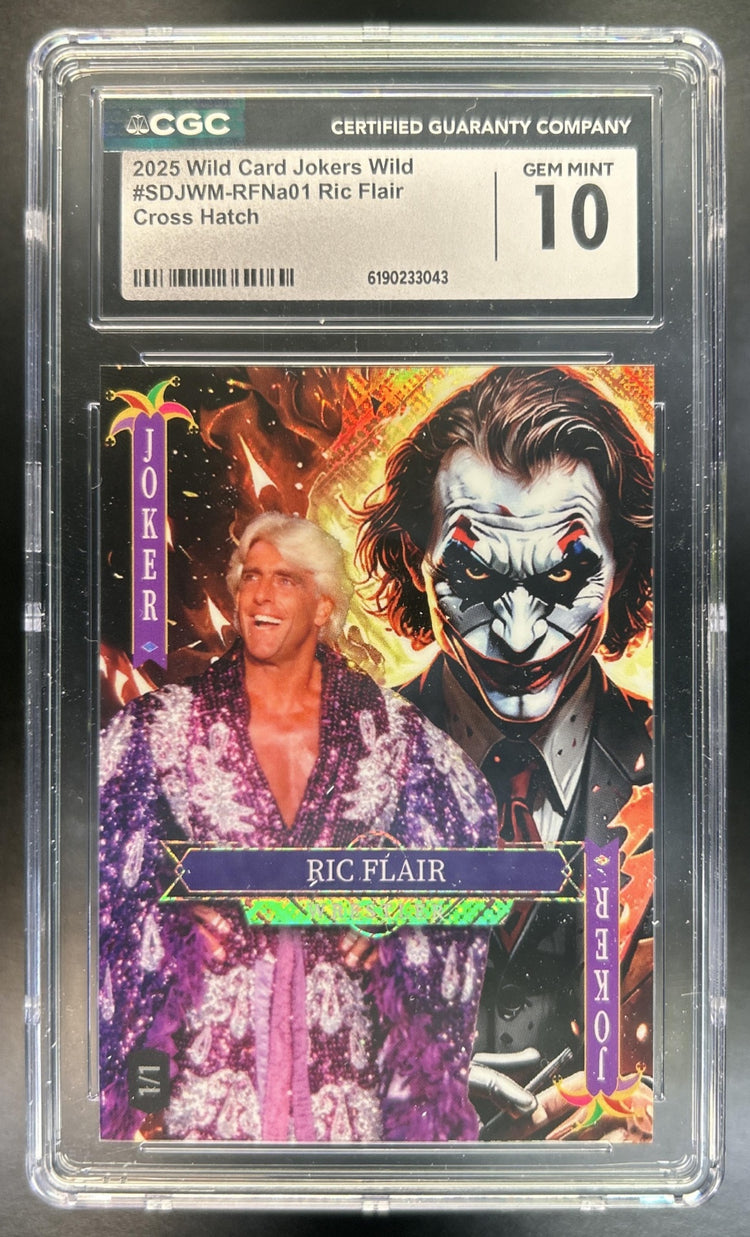 Ric Flair 2025 Wild Card Jokers Wild Cross Hatch CGC 10