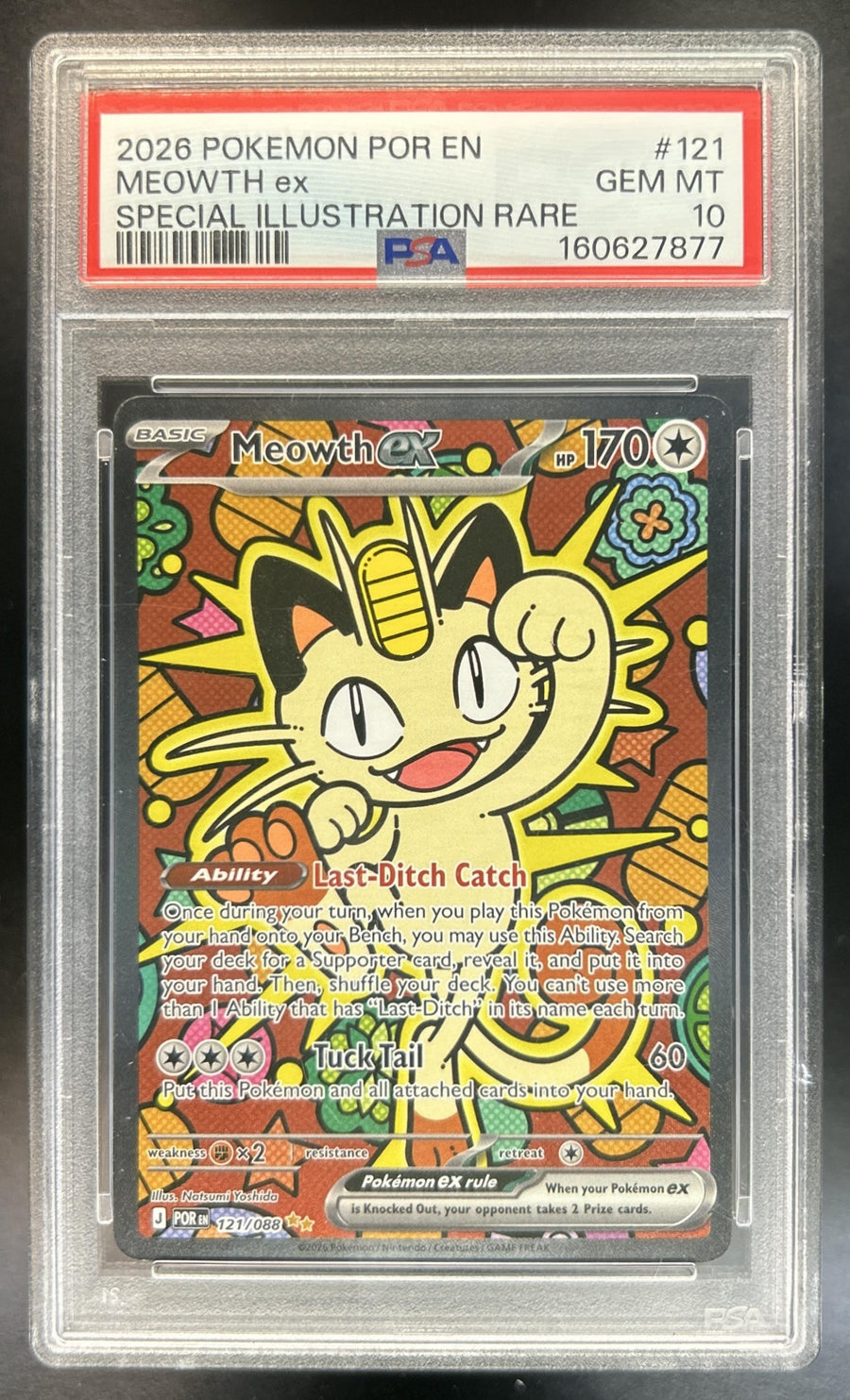 Meowth ex Perfect Order #121/088 Special Illustration Rare PSA 10