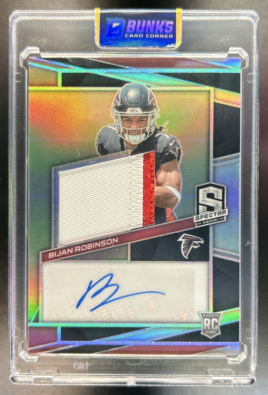 Bijan Robinson 2023 Panini Spectra #203 75 MEM Auto RC Falcons