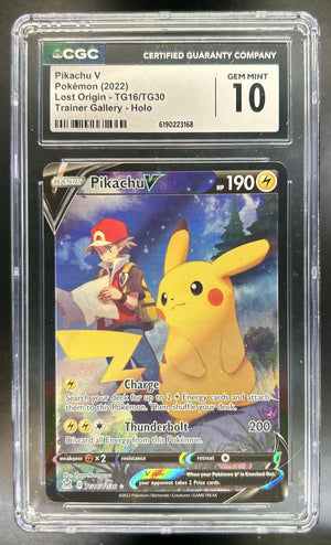 Pikachu V Sword & Shield Lost Origin #TG16/TG30 Trainer Gallery CGC 10