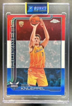 Kon Knueppel 2025-26 Topps Chrome Update #154 Red White and Blue Refractor RC Hornets
