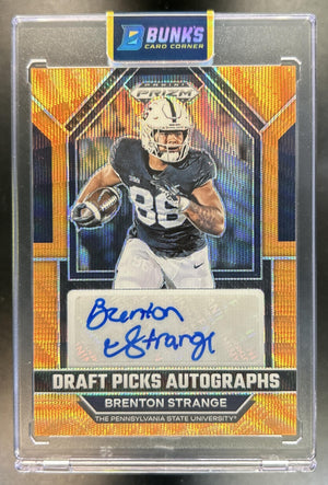 Brenton Strange 2023 Panini Prizm Draft Picks #DPA-BRS Auto Orange Wave 61/75 RC Nittany Lions