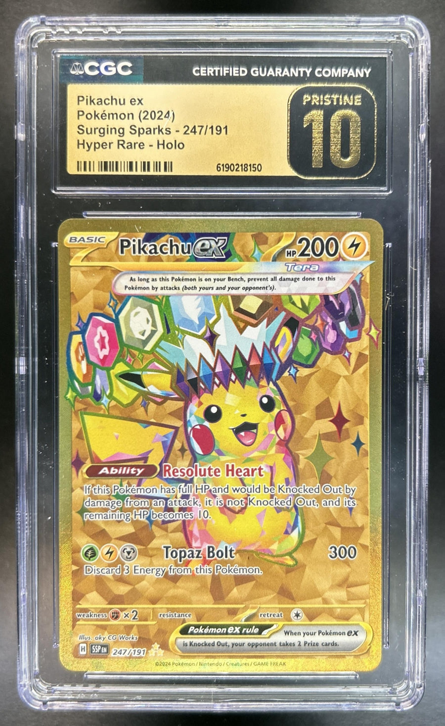 Pikachu Ex Surging Sparks #247/191 CGC Pristine 10
