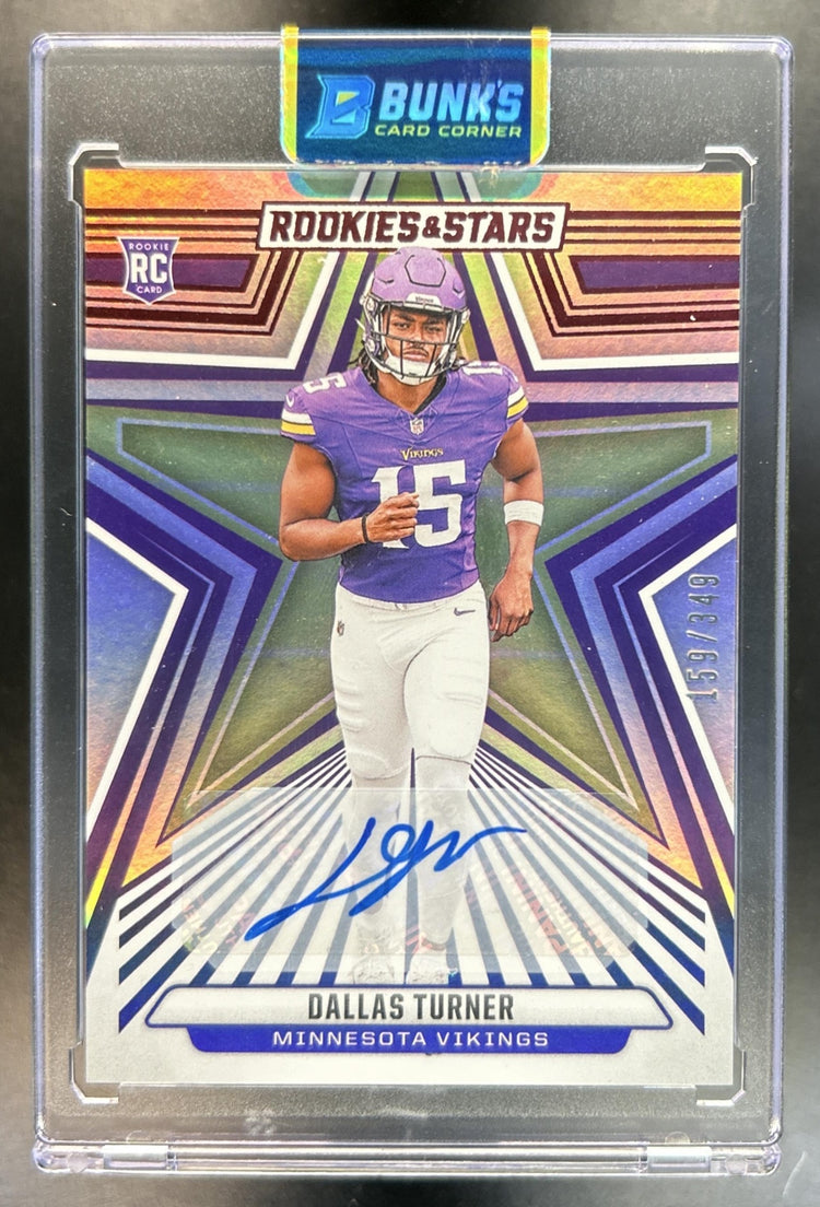 Dallas Turner 2024 Panini Rookies & Stars #124 Rookie Signatures Longevity 159/349 RC Auto Vikings