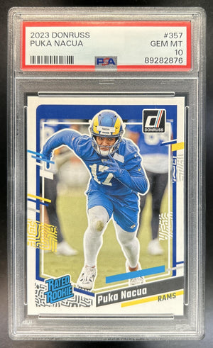 Puka Nacua 2023 Panini Donruss #357 RC Rated Rookie Rams PSA 10