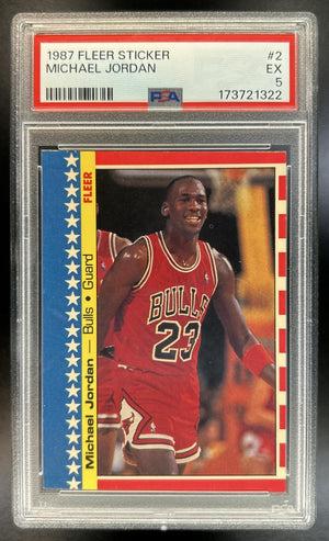 Michael Jordan 1987-88 Fleer #2 Stickers Bulls PSA 5