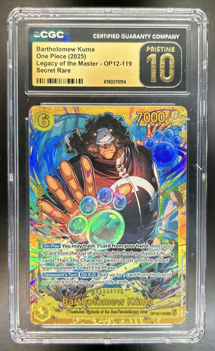 Bartholomew Kuma Legacy of the Master #OP12-119 Secret Rare CGC Pristine 10