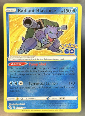 Radiant Blastoise Sword & Shield Pokemon GO #018/078 Rare