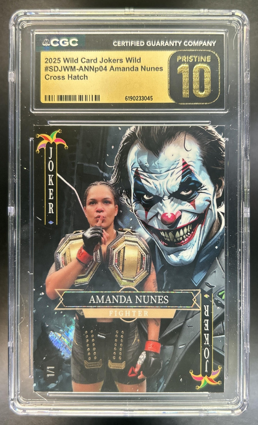Amanda Nunes 2025 Wild Card Jokers Wild Cross Hatch CGC Pristine 10