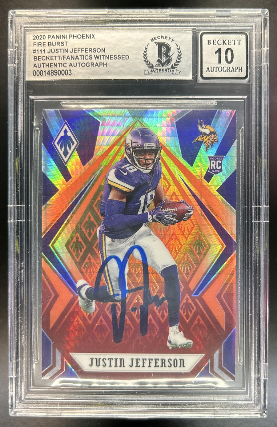 Justin Jefferson 2020 Panini Phoenix #111 Fire Burst RC Vikings
