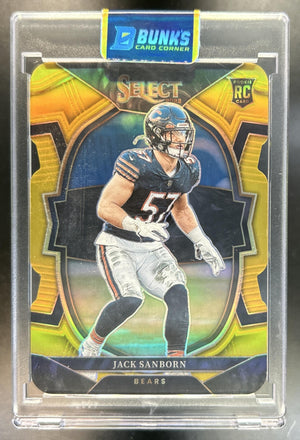 Jack Sanborn 2022 Panini Select #62 Gold Prizm Die Cut 9/10 RC Concourse Bears