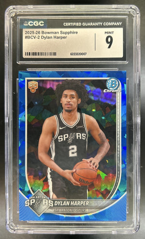 Dylan Harper 2025 Bowman Sapphire #BCV-2 Chrome RC Spurs CGC 9