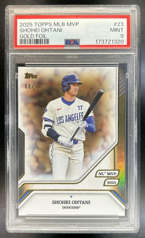 Shohei Ohtani 2025 Topps MVP Collection #23 Gold Foil 8/50 Dodgers PSA 9