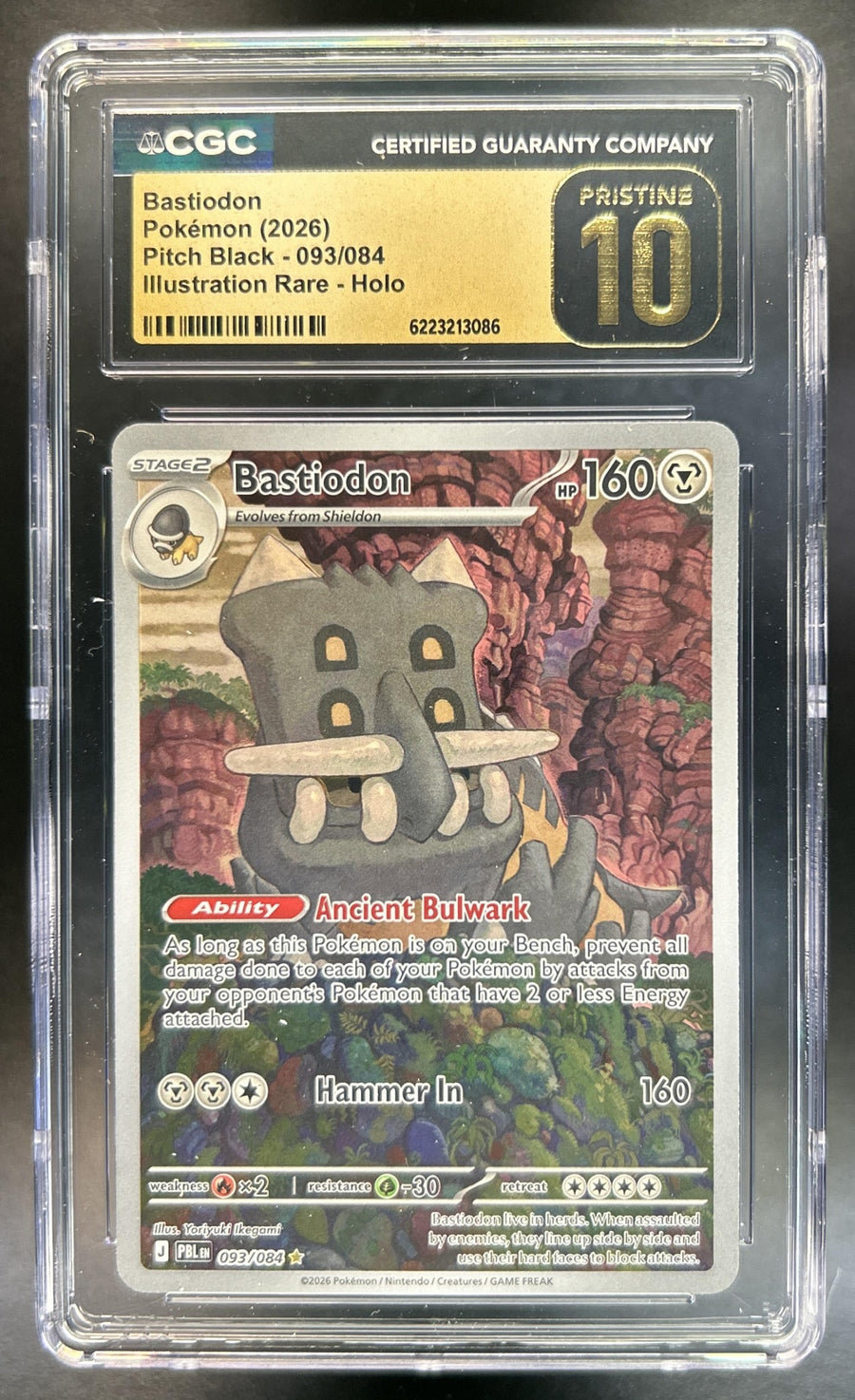 Bastiodon Pitch Black #093/084 Illustration Rare CGC Pristine 10
