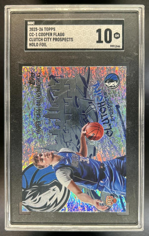 Cooper Flagg 2025-26 Topps #CC-1 Clutch City Prospects Holo Foil RC Mavericks SGC 10