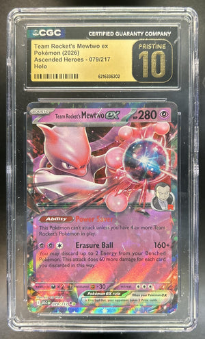 Team Rocket's Mewtwo ex Ascended Heroes #079/217 Double Rare CGC Pristine 10