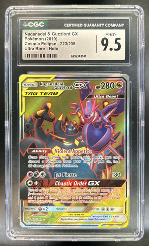 Naganadel & Guzzlord GX Cosmic Eclipse 223/236 Ultra Rare Holo CGC 9.5