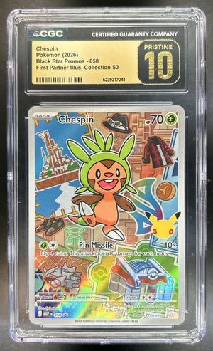 Chespin 2026 Pokemon MEP Black Star Promos #058 First Partner Illustration Collection Series 3 CGC Pristine 10