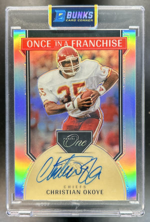 Christian Okoye 2024 Panini One #354 Once in a Franchise Auto 80/99 Chiefs