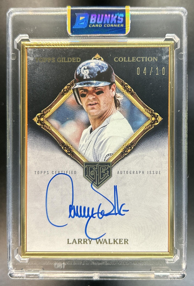 Larry Walker 2023 Topps Gilded Collection #HAFA-LW Gold Framed Hall of Famers Auto Onyx 4/10 Rockies