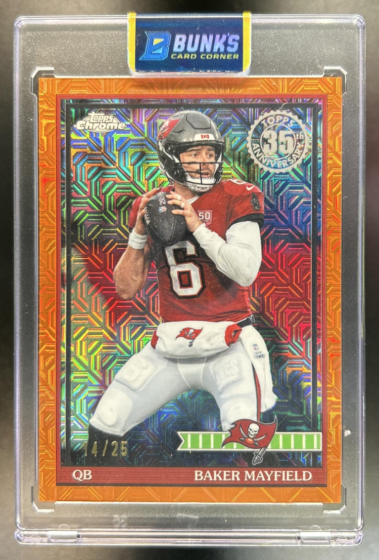 Baker Mayfield 2026 Topps #91TC-32 1991 Chrome Orange Mojo Refractor 14/25 Buccaneers