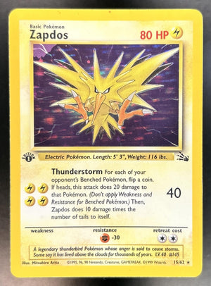 Zapdos Fossil 1st Edition #15/62 Holo Error