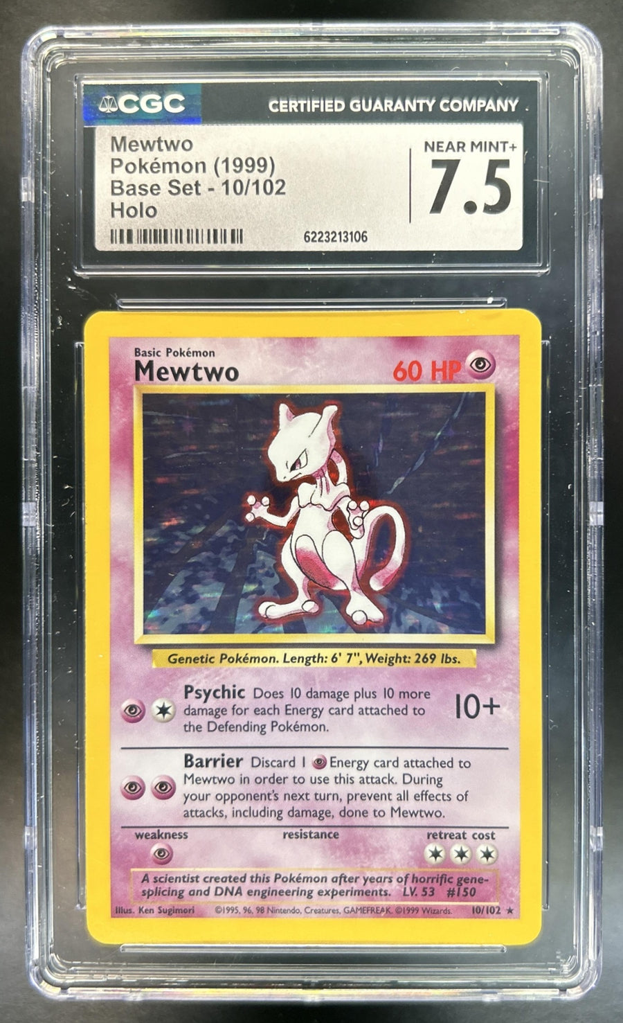 Mewtwo Unlimited #10/102 Set Rare Holo CGC 7.5