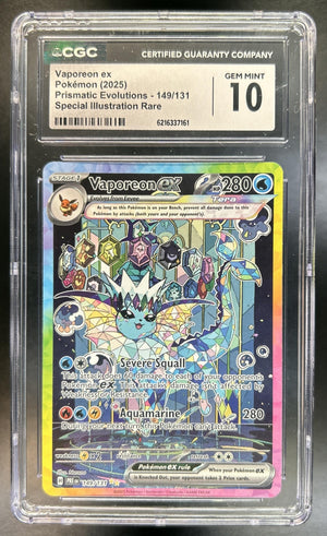 Vaporeon ex Prismatic Evolutions #149/131 Special Illustration Rare CGC 10