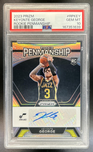 Keyonte George 2023-24 Panini Prizm #RP-KEY Rookie Penmanship Prizms Silver Auto RC Jazz PSA 10