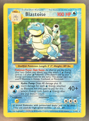 Blastoise Unlimited #2/102 Base Set Rare Holo LP/MP