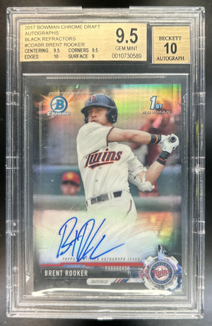 Brent Rooker 2017 Bowman Draft #CDA-BR Chrome Pick Auto Black Refractor 3/75 1st Prospect Twins BGS 9.5