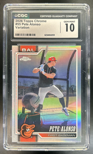 Pete Alonso 2026 Topps Chrome #55 Image Variation Orioles CGC 10