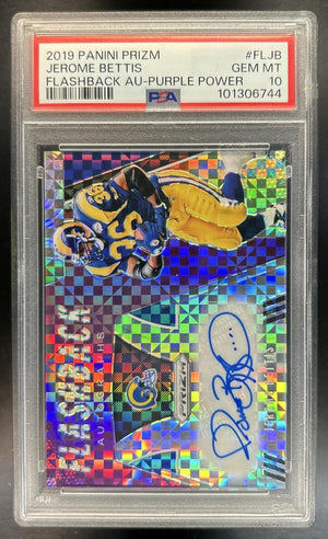 Jerome Bettis 2019 Panini Prizm #FL-JB Flashback Auto Purple Power 19/20 Rams PSA 10