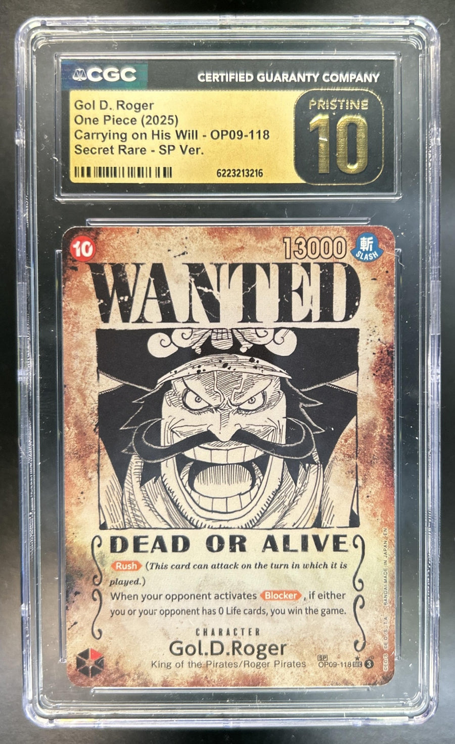 Gol D. Roger Carrying On His Will #OP09-118 Special Card CGC Pristine 10