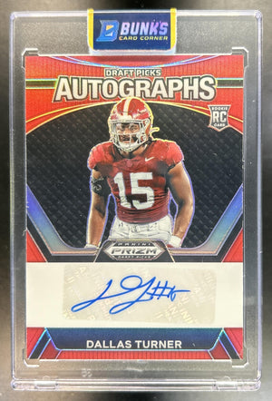 Dallas Turner 2024 Panini Prizm Collegiate Draft Picks #DPA-DTR Pick Auto Red 188/199 RC Crimson Tide