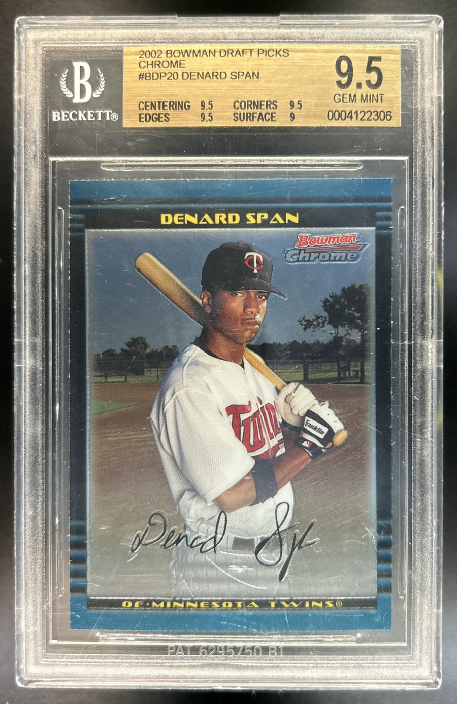Denard Span 2002 Bowman Draft Picks & Prospects #BDP20 RC Twins BGS 9.5