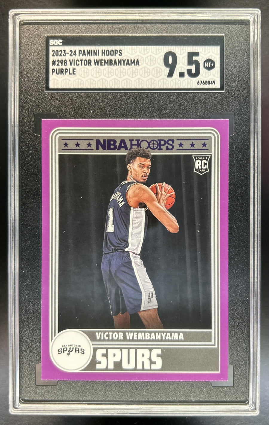 Victor Wembanyama 2023-24 Panini Hoops #298 Purple RC Spurs SGC 9.5