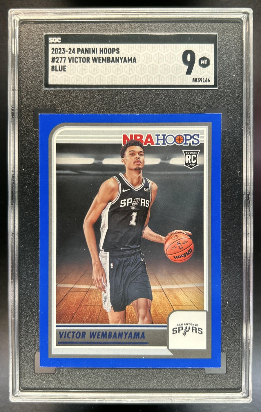 Victor Wembanyama 2023-24 Panini Hoops #277 Blue RC Spurs SGC 9